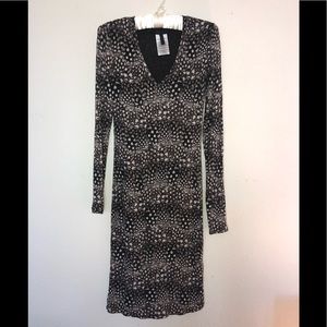 BCBG bodycon long sleeve leopard print dress